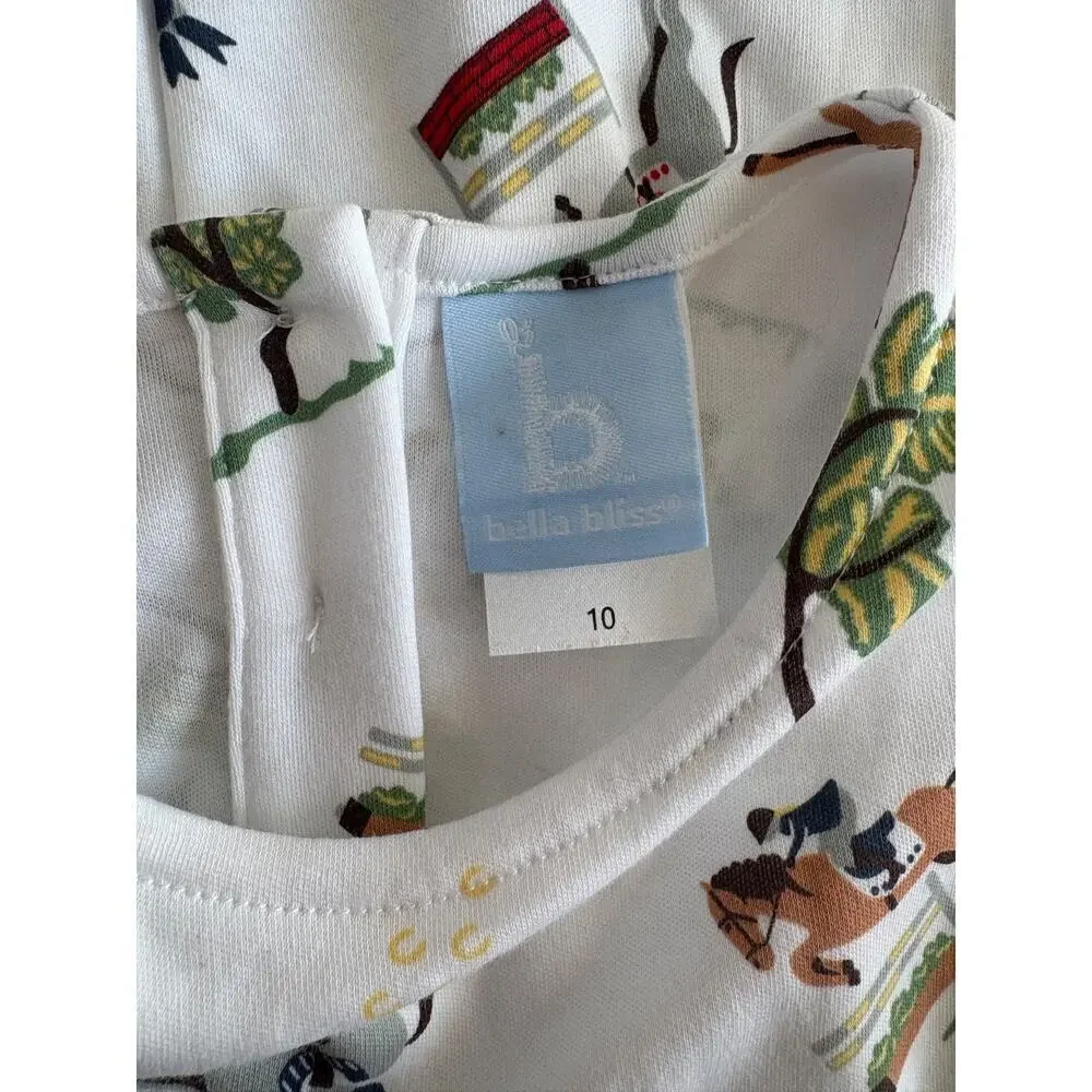 Bella Bliss Girls size 10 cotton long sleeve horse equestrian print dress Ruffle